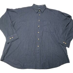 John Ashford XXL Mens Shirt Blue Micro Check Long Sleeve Button Down 100% Cotton